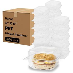 Karat Plastic Latch Durable Hinged Clamshell Food Containers, 5.8 inch - Clear